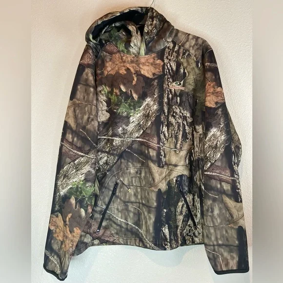 Mossy Oak~Men’s Fleece Hoodie~Built In Neck Gaiter~Zippered Front Pouch~Size L - Picture 4 of 13